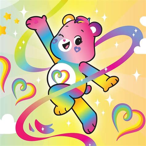 pink care bear with rainbow|care bear with rainbow heart.